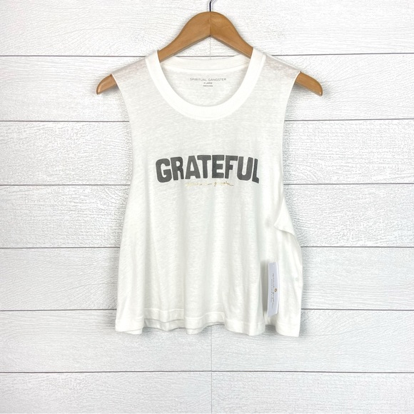 Spiritual Gangster Tops - NWT SPIRITUAL GANGSTER Grateful Crop Relaxed Tank Top White XL Comfy Active